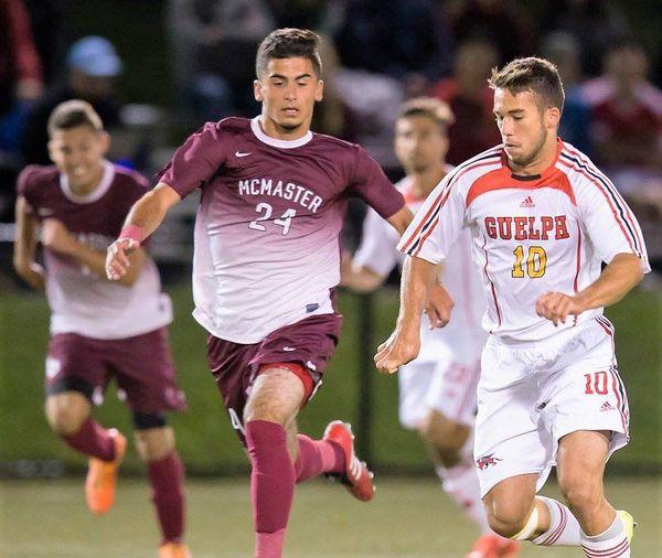 Matthew and Jace in university soccer action