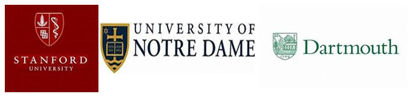 Stanford, Notre Dame, Dartmouth logos